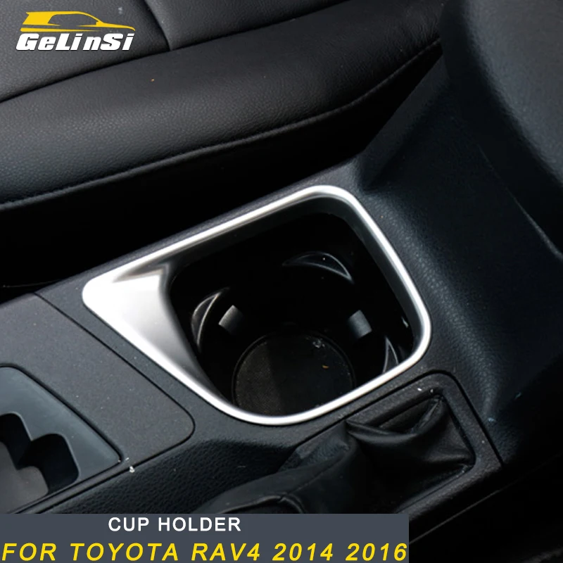 

Gelinsi For Toyota RAV4 2016 Car Styling Central Control Cup Holder Panel Cover Trim Frame Sticker Interior Accessories