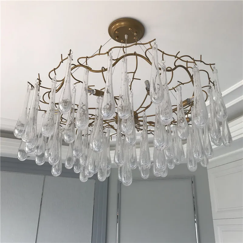

Luxury all-copper tree light crystal chandelier Water droplets LED lamps For Art Hotel Parlor Home lighting Suspension G752