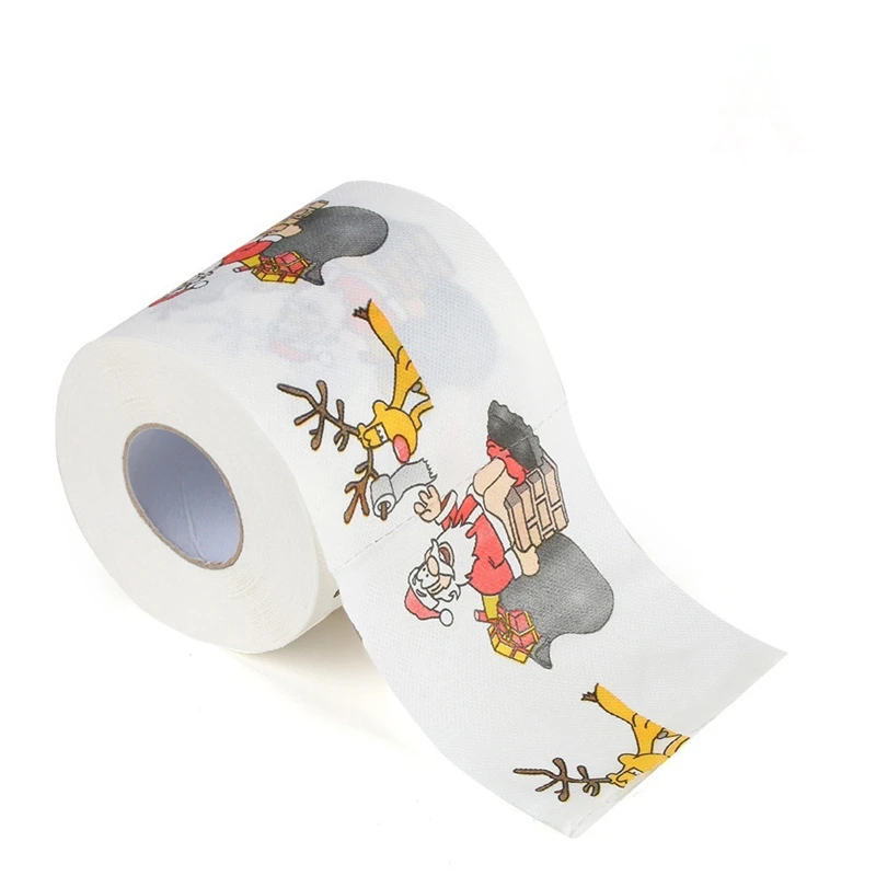 10X10 см Рождественская Туалетная ткань для дома с принтом Санта-Клауса, туалетная рулонная бумага, рождественские принадлежности