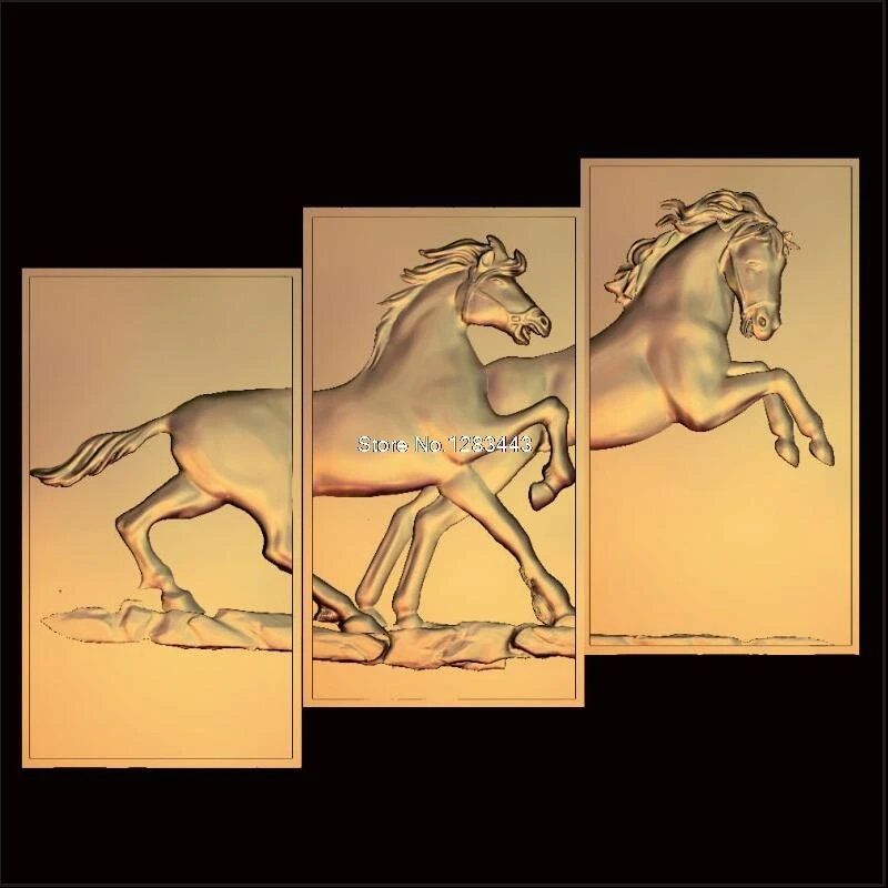 3d рельеф Horse 3 шт. рельефа для Модели cnc STL рама формата животных осевой гравер