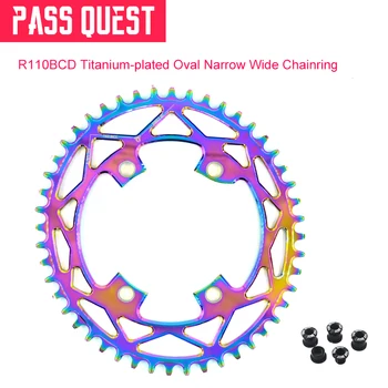 

2019 CNC aluminum alloy 110BCD Titanium-plated Oval Road Bike Narrow Wide Sprocket 42T-52T Chainwheel For R7000 R8000 DA9100