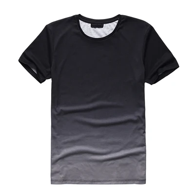 Смешанные мужские летние градиентные цветные трендовые мужские модные тонкие футболки с принтом мужские футболки с цифровой печатью T3015 - Цвет: Черный