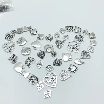 

30pcs Mixed batch Alloy Tibetan silver heart jewelry charm pendant classic DIY fashion jewelry findings