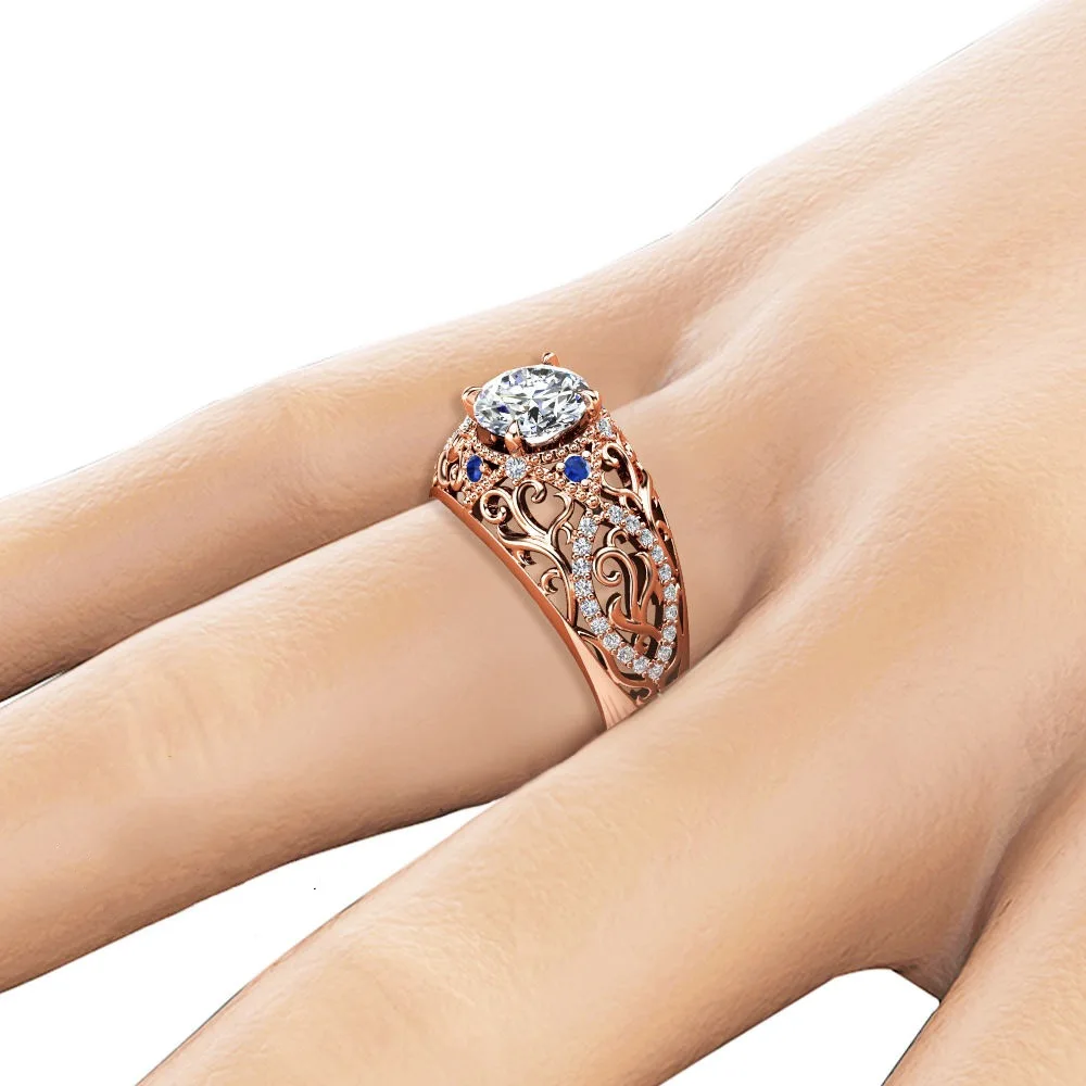 Новое роскошное обручальное кольцо с цветком для женщин очаровательное розовое золото цвет циркон обручальное кольцо ювелирные изделия Размер США 6-10 anel feminino