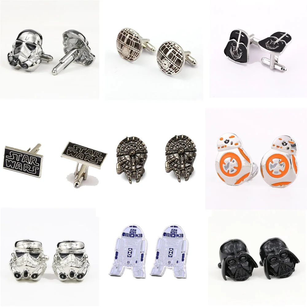

Star Wars Falcon Destroyer StormTrooper Darth Vader Cufflink Wholesale For Mens Brand Cuff buttons Cuff links Jewelry