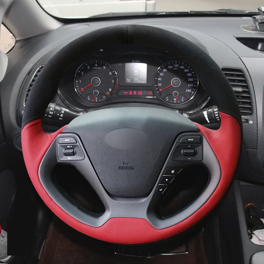 Черный чехол рулевого колеса автомобиля MEWANT из натуральной кожи для Kia K3 2013 2018 Ceed