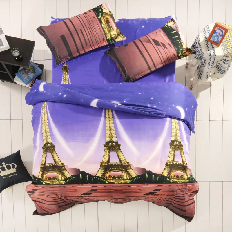 3D Eiffel Tower Comforter Bedding Set Christmas Bed Sheet Set Bed