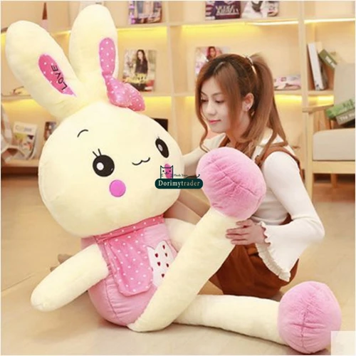 Dorimytrader cuddly soft large anime bunny plush doll cartoon kawaii  pink rabbit stuffed toy pillow gift for girl 170cm 67inch