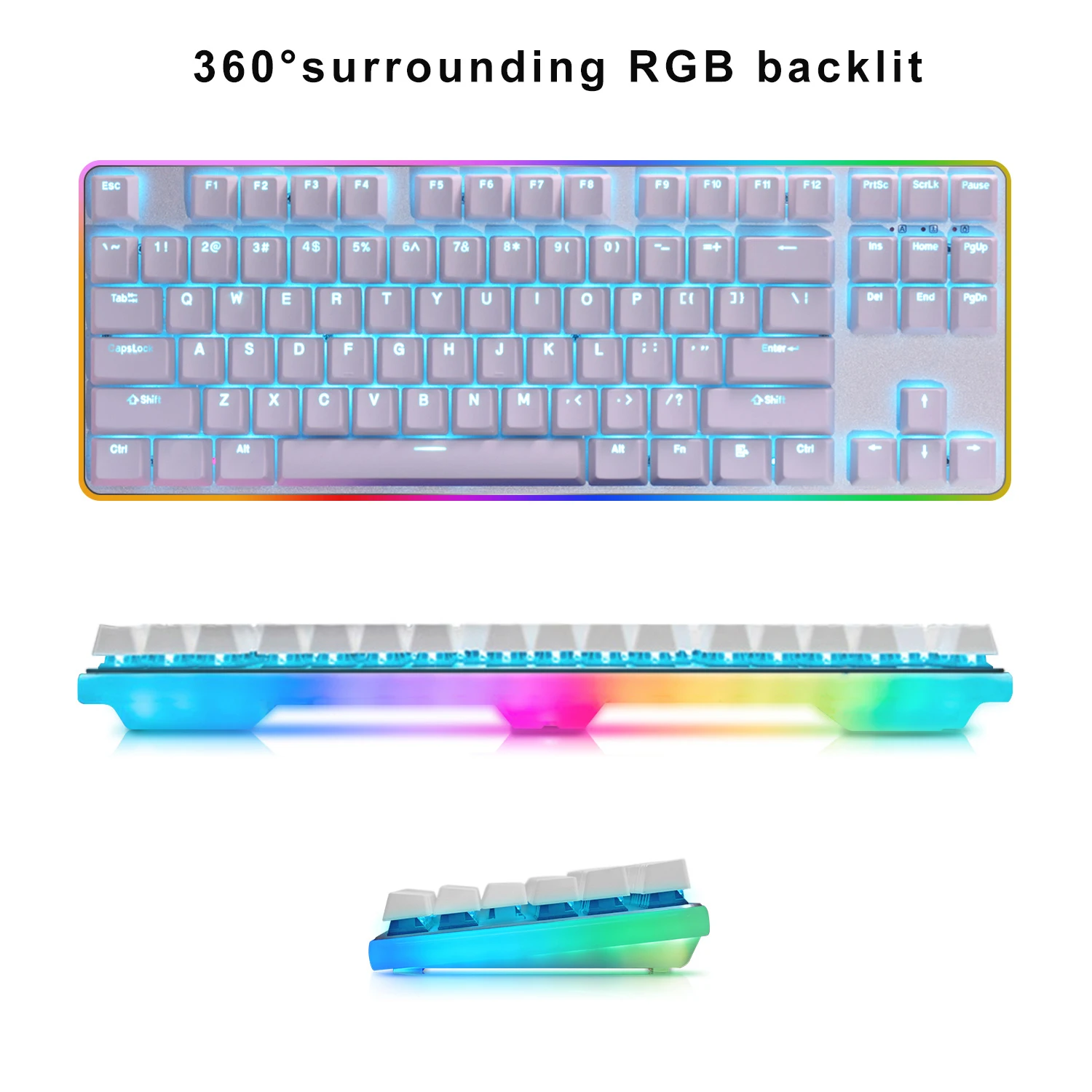 Игровая механическая клавиатура GK87 PRO [Cherry MX Silent Red] TKL 87-key Anti-ghosting RGB с подсветкой для PC Gamer Typist-QWERTY-Layout