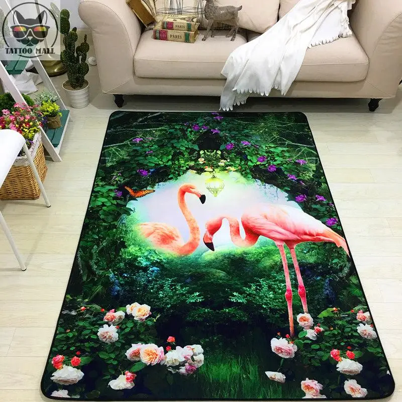 

Fashion Flamingo pattern carpet Nordic style Living room bedroom Girls bedside mat customizable Non-slip rug cerative door mat