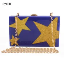 Сплошной акриловый с маленьким золотым блеском полосатый Звезда акриловый клатч Сумки женские вечерние сумки на плечо пляжные летние акриловые сумки