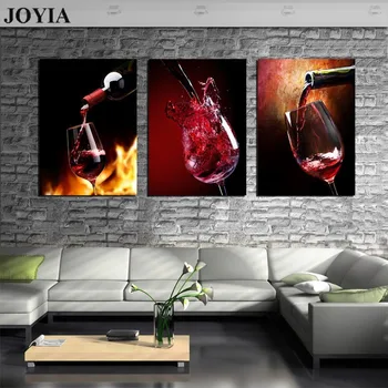 

3 Piece Modern Vins Canvas Paintings Red Wine Cup Bottle Wall Art Painting Set Bar Dinning Room Kitchen Decor Pictures No Frame
