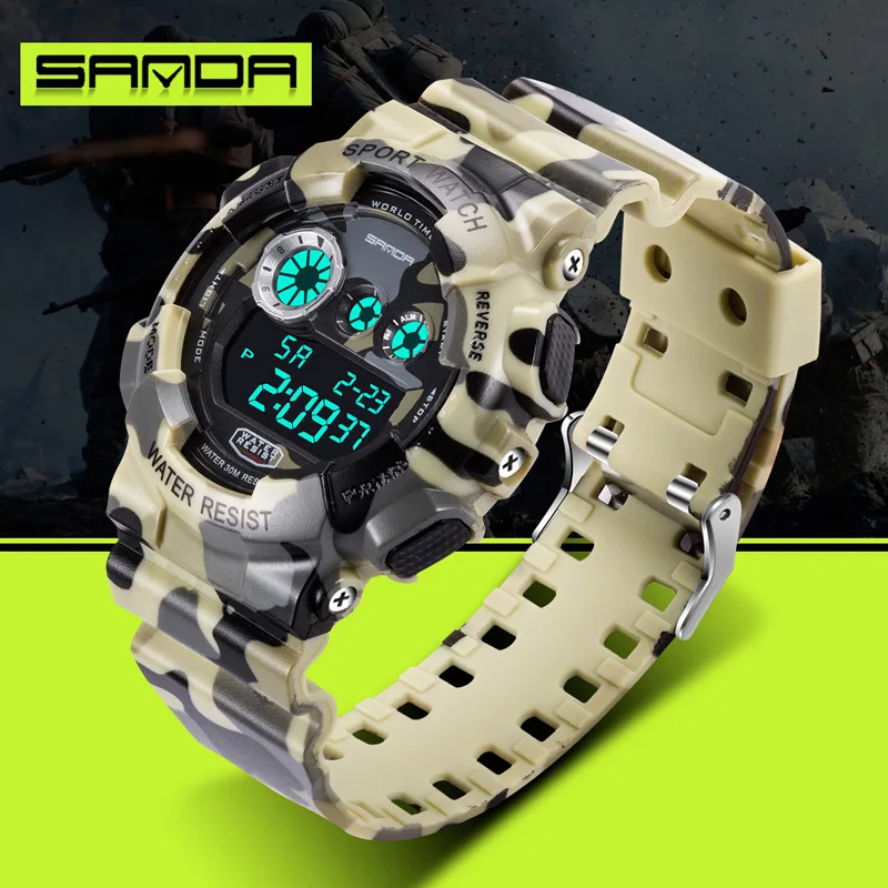 

2016 Waterproof Multifunctional Watches Male LED Sports Watch Round Digital Sports Watch With Plastic Strap & Alarm Clock