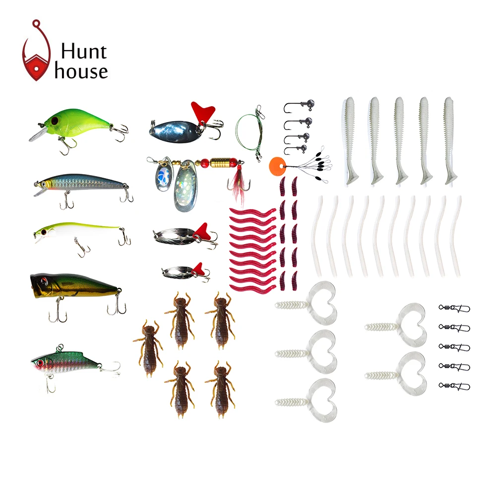 2018 New Product fishing lure kit 24pcs Complete Fishing Tackle Kit Fishing Lure Tool Kit With