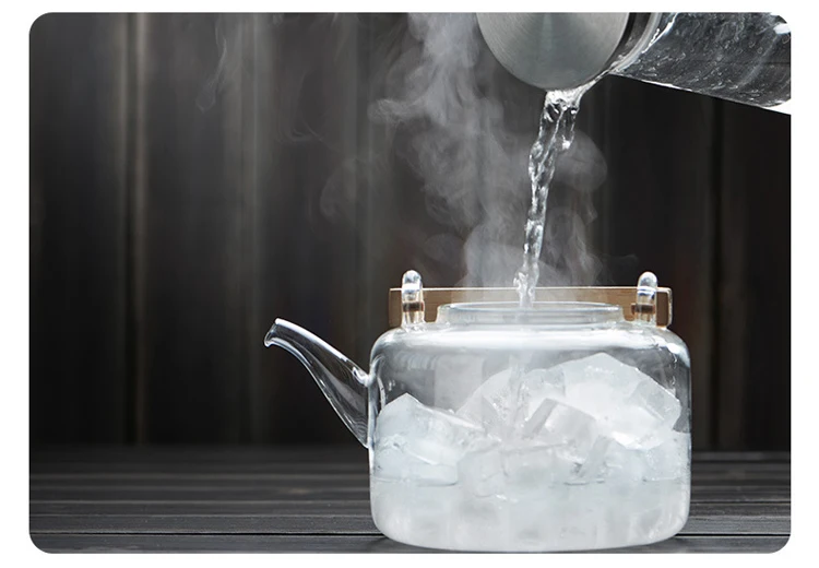 1100ml Glass Teapots Heat-resistant Explosion-proof Boiled Teapot Kung Fu Tea Set Boiled Water Special Bamboo Handle Beam Pot