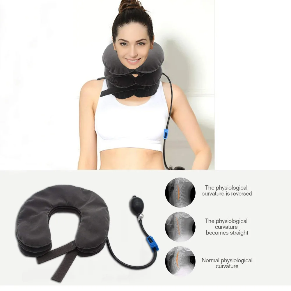Pescoço inflável tração terapia cervical colar vértebra