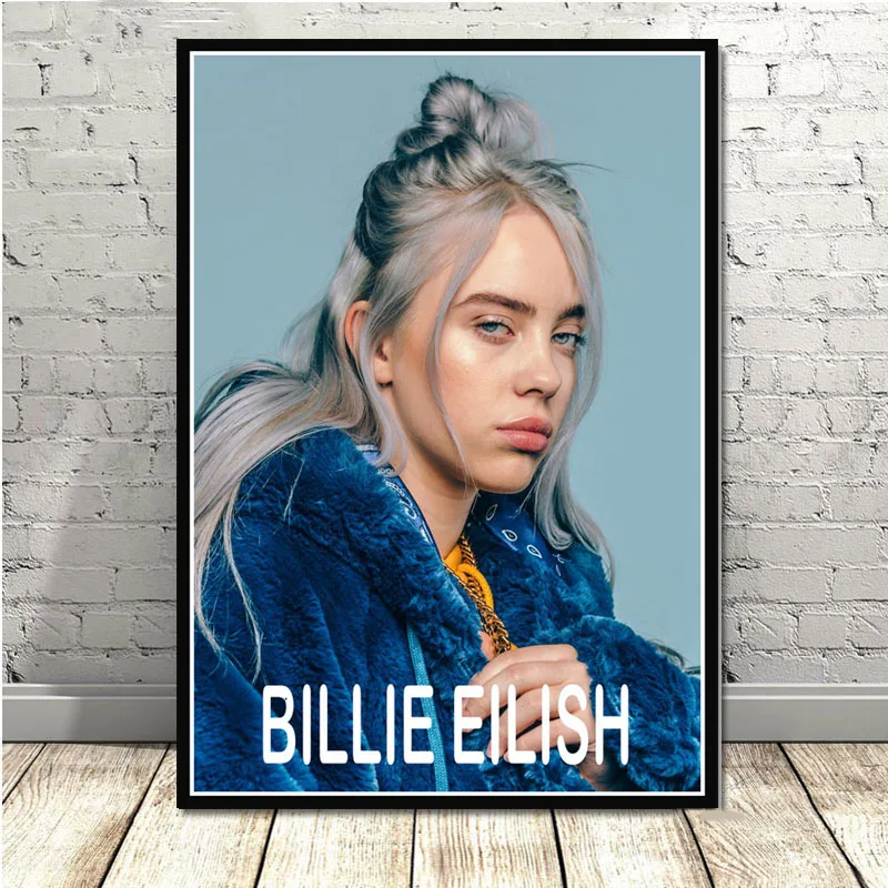 Постер и принты Горячая Billie Eilish музыкальная певица поп-звезда рэп настенная живопись холст настенные картины для гостиной домашний декор - Цвет: Синий