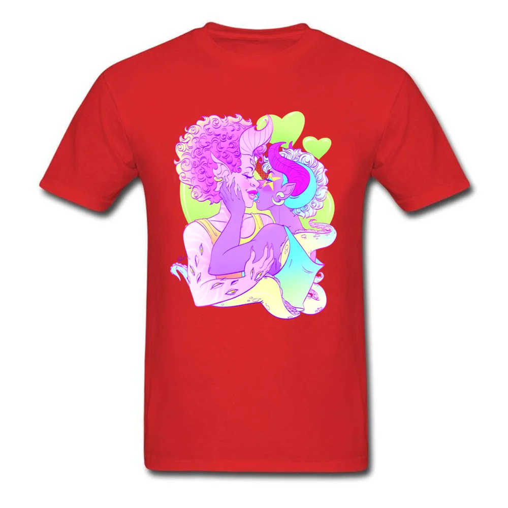 Demon Kiss 1 100% Cotton Student Short Sleeve Tops T Shirt Cool Autumn Tshirts Normal Tops & Tees Dominant Round Neck Demon Kiss 1 red