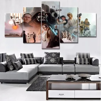 

Canvas HD Printed Modular 5 Panel Movie Star Wars Character Painting Frame Room Decor Poster Picture
