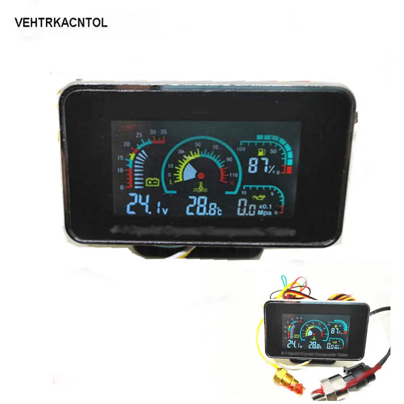 

VEHTRKACNTOL 4 Functions 12v/24v Truck Car Oil Pressure Gauge + Volt Voltage Gauge + Water Temperature Gauge +Fuel Gauge Meter