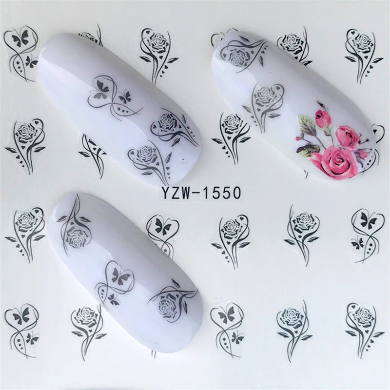 WUF 1 лист наклейки для ногтей Бабочка Лето Красочные переводные наклейки для ногтей УФ гель лак DIY наклейки