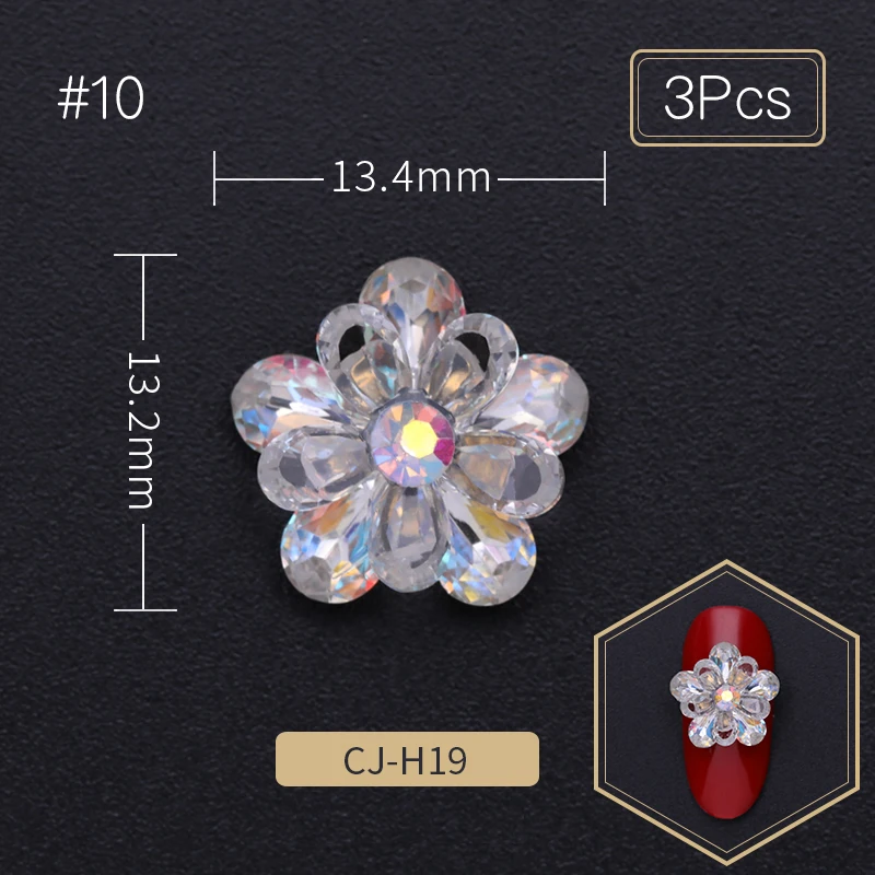 3/5 шт Кристаллы Стразы для ногтей красочные цветочные узоры для ногтей камни смешанного размера DIY украшения блестящие, для дизайна ногтей дизайн - Цвет: 10