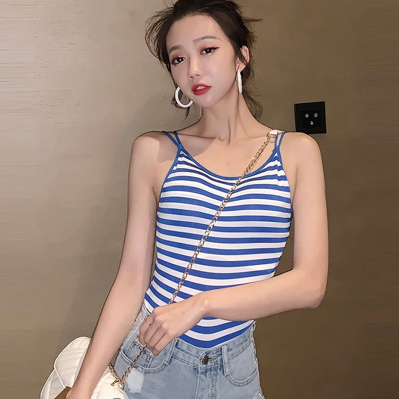 

AOSSVIAO Stripe Sexy Crop Top Women Pad Bra Bustier Bralette Top Solid Padded Camisole Female Ladies Tank Tops 2019 Summer