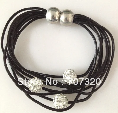 

magnetic shamballa clasp leather Rope Bracelet multilayer Shamballa Leather Bracelets & Bangles