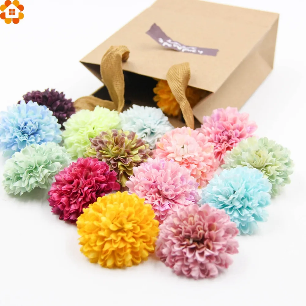 

10pcs 5.5cm Silk Carnation Artificial Scrapbooking Flower Heads For Wedding Party Decoration DIY Wreath Gift Craft Flower