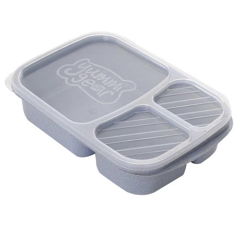 3 Compartment Plastic Bento Lunchbox Portable Kids School Lunch Boxes Wheat Straw Storage Food Containers for Picnic Dinnerware (5)