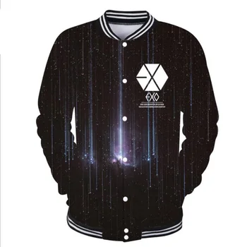 

Korean KPOP EXO 3D Baseball Uniform Jacket Coat Women Harajuku Sweatshirts Winter Fashion Hip Hop Album Oversized Hoodie Outwear