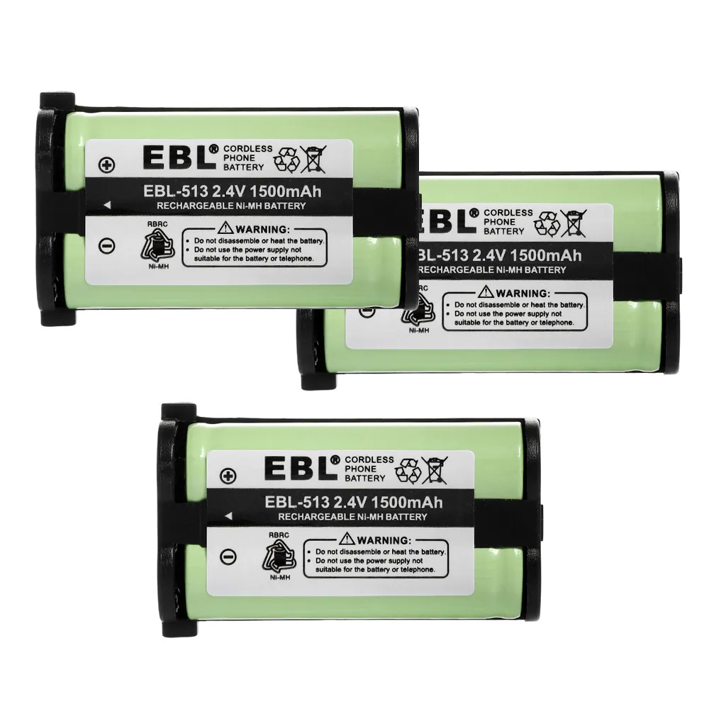 3x EBL 2.4v 1500mAh Battery For Panasonic HHR P513 HHRP513 Type 27 HHR  P513A KX TG2208 TG2214 Cordless Phone Batteries-in Battery Packs from  Consumer ...