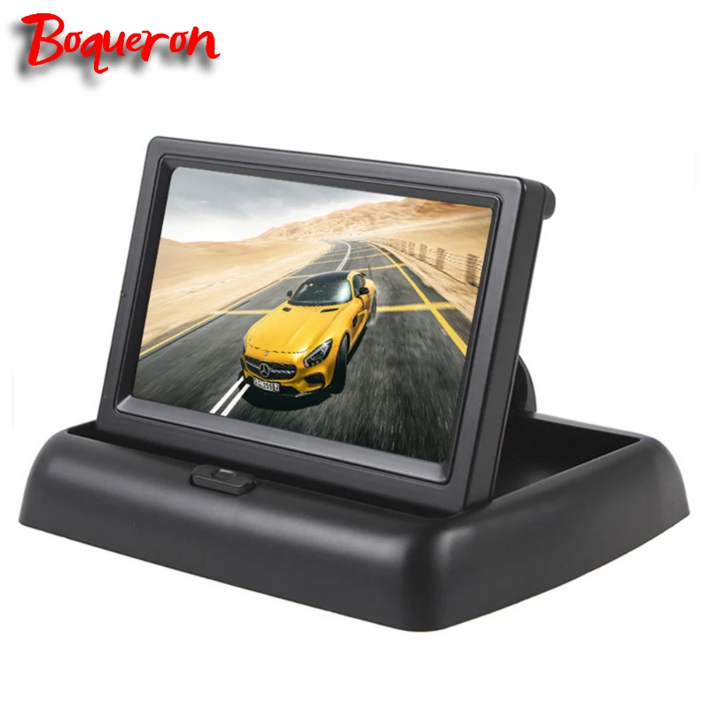 Car 4.3 TFT LCD Monitor Digital Color Screen Rear Camera Display Can Foldable 169 12V RCA Connectors Accessories (1)