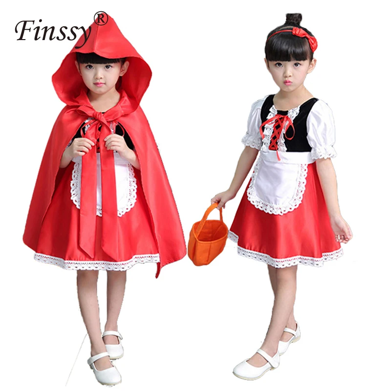 

Halloween Party Masquerade Cosplay Red Riding Hood Set Shawl Short-sleeved Dress Very Beautiful Birthday Gift for Girls