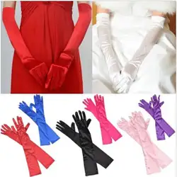 1 пара Женские длинные перчатки атласные для большой вазы вечерний костюм одноцветные перчатки женские аксессуары