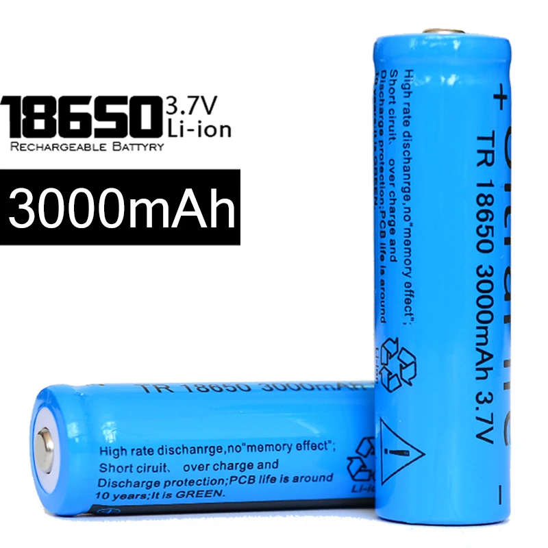

Big Capacity 4PCS TR18650 3000mAh 3.7 v Batterie 18650 Li ion Rechargeable Battery For LED Flashlight Torch Wholesale