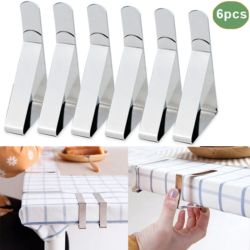 

6 Pcs/Set Tablecloth Clip Stainless Steel Adjustable Table Cover Holder For Home Wedding Party Picnic Clamp Tools @LS