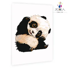 Diy окрашивание краски по номерам с комплектами животных черный и белый Китай падан для детей тренировочные живопись для спальни украшения