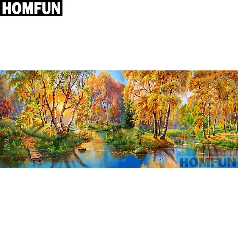 

HOMFUN Full Square/Round Drill 5D DIY Diamond Painting "Autumn woods" Embroidery Cross Stitch 5D Home Decor Gift A01148