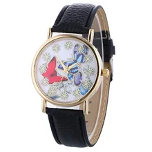 Newly Fashion Design Watch Women s Graceful Butterfly Pattern Ladies PU Leather Band Quartz Wrist Watch