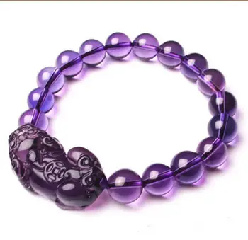 

FREE SHIPPING Natural Amethyst Quartz Purple Crystal Fox Bracelet AAA(dy)