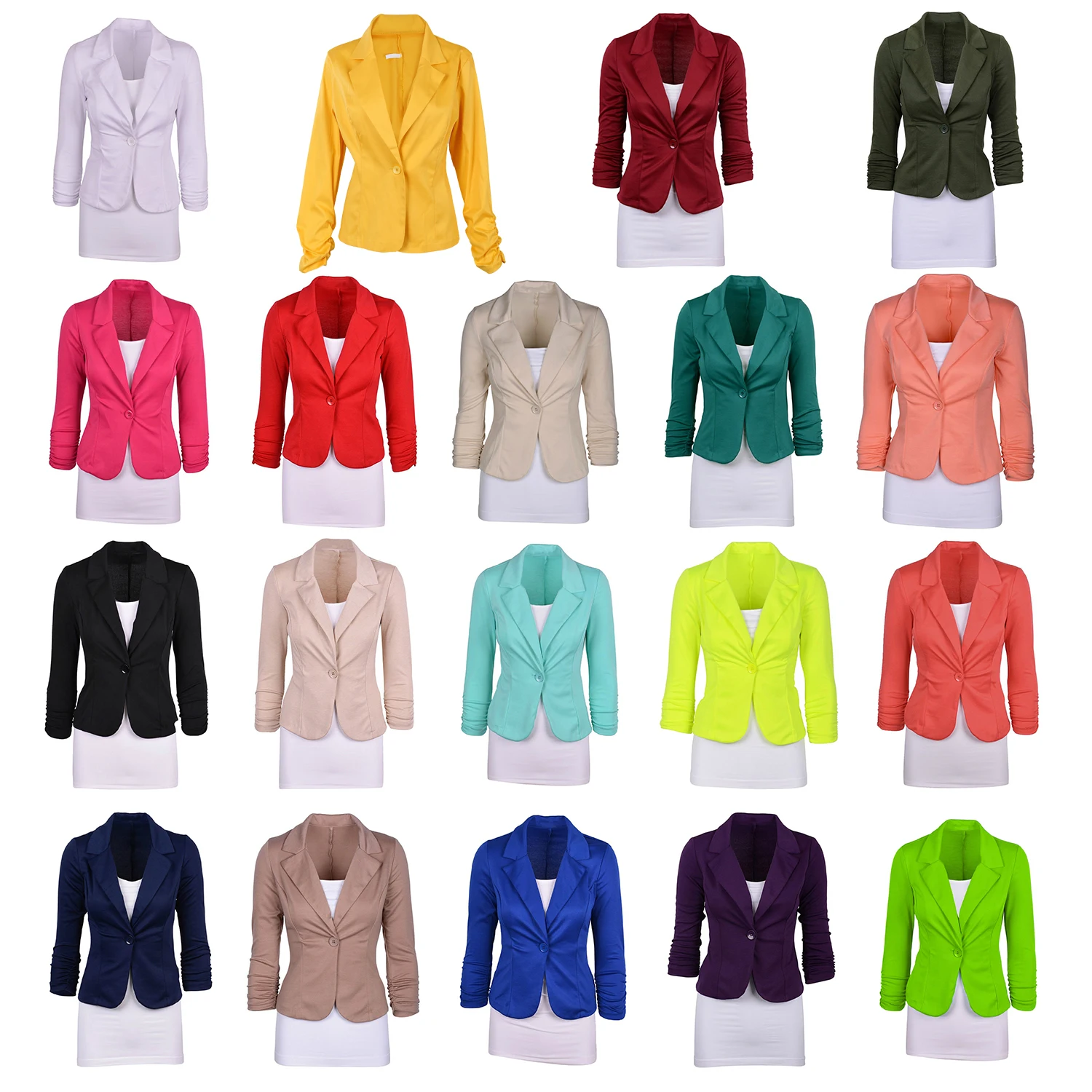 Spring Women's Casual Work Solid Color Knit Blazer Plus