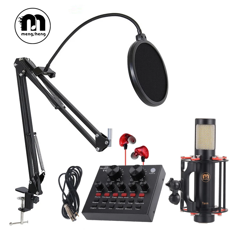 

Hot professional Tank bm 800 condenser microphone for computer audio karaoke mikrofon studio recording 3.5mm microphones sets