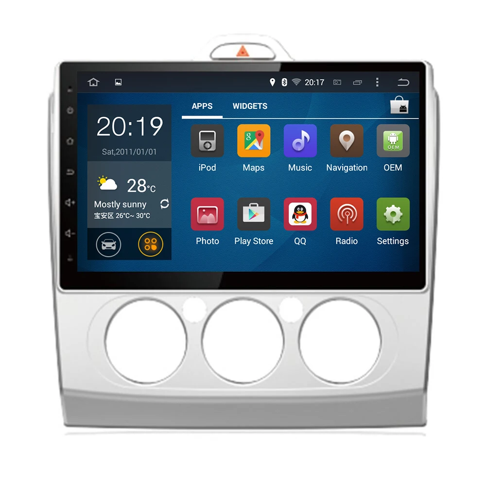 Perfect 2din 9 Inch Android 9.0 4G+32G Car Dvd Gps For Ford Focus 2 2006-2011 With Wifi/gps Navi/fm/am Radio/bluetooth/ Tape Recorder 3