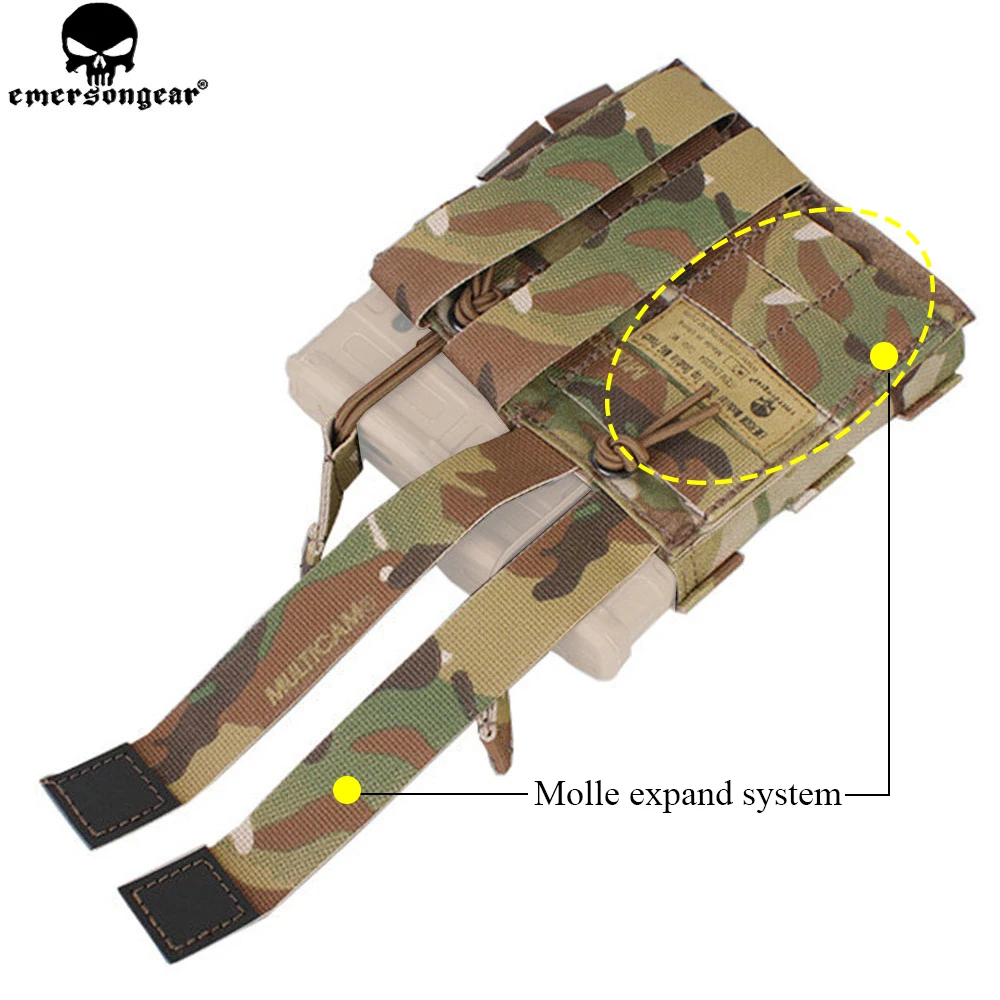 EMERSONGEAR – pochette tactique à Double ouverture, 5.56 Mag, pochette tactique modulaire Molle pour la chasse tactique, pochette Multicam EM6354