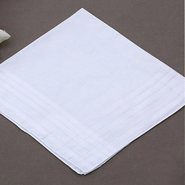 12pcs/pack Men Women 100 Cotton Handkerchiefs Soft Washable White