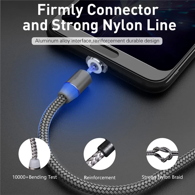 Магнитный Micro USB кабель с нейлоновой оплеткой магнитное зарядное устройство для samsung S6 J3 J5 J7 A10 huawei P Smart Honor 7A 8A 8X 8C LG G3 G4S Q60