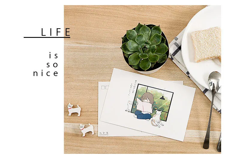 30 шт Kawaii бумажные открытки с котом и мной, открытки на день рождения, бизнес, подарочный набор, открытка для сообщений