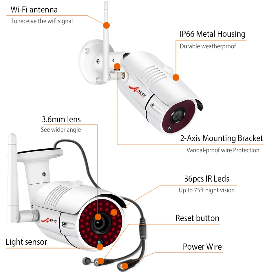 ANRAN, wifi, система безопасности, 4 канала, 1080 P, для дома и улицы, беспроводная, видео камера безопасности, система, легкий пульт дистанционного управления и просмотра