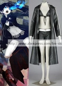 

Anime Vocaloid Cosplay costume Black Hatsune Miku Costume With Ponytail Wig Set Freeshipping